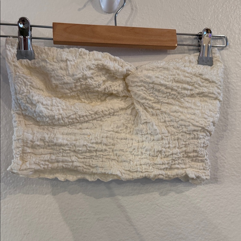 Cream Textured Tube Top